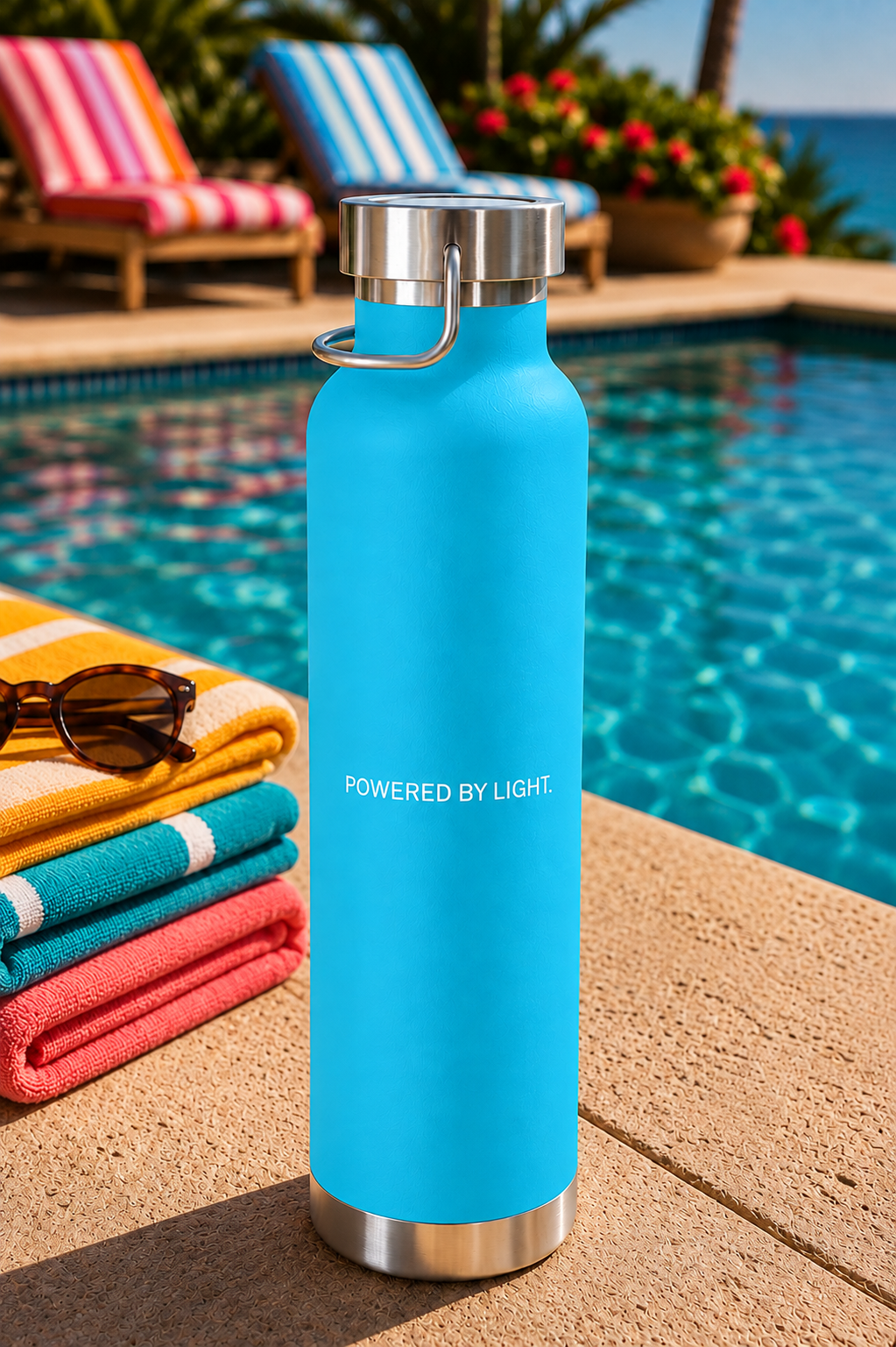 X39 Copper Vacuum Insulated Water Bottle. Powered by Light. White X39 Logo - 22 oz - Image 5