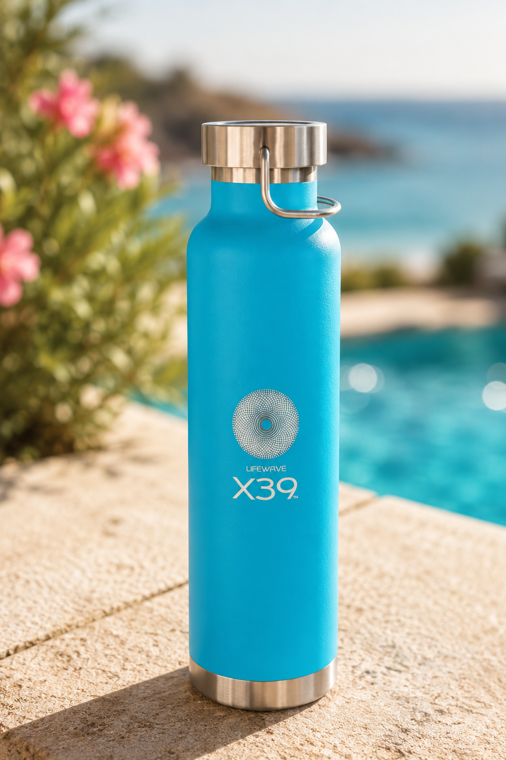 X39 Copper Vacuum Insulated Water Bottle. Powered by Light. White X39 Logo - 22 oz - Image 4