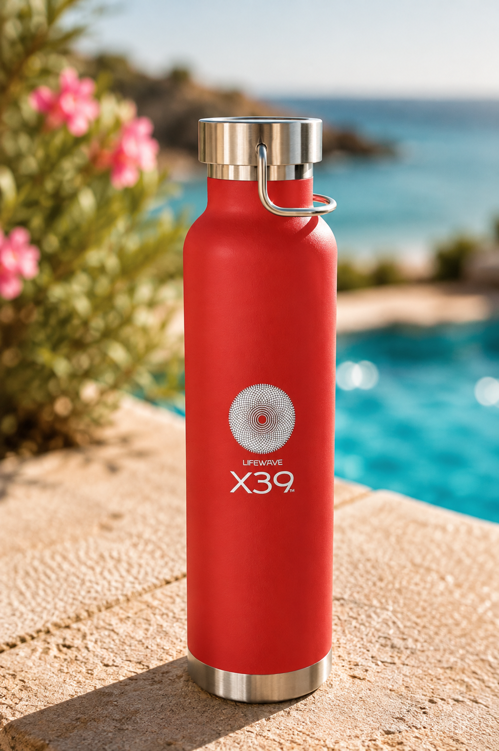 X39 Copper Vacuum Insulated Water Bottle. Powered by Light. White X39 Logo - 22 oz - Image 10