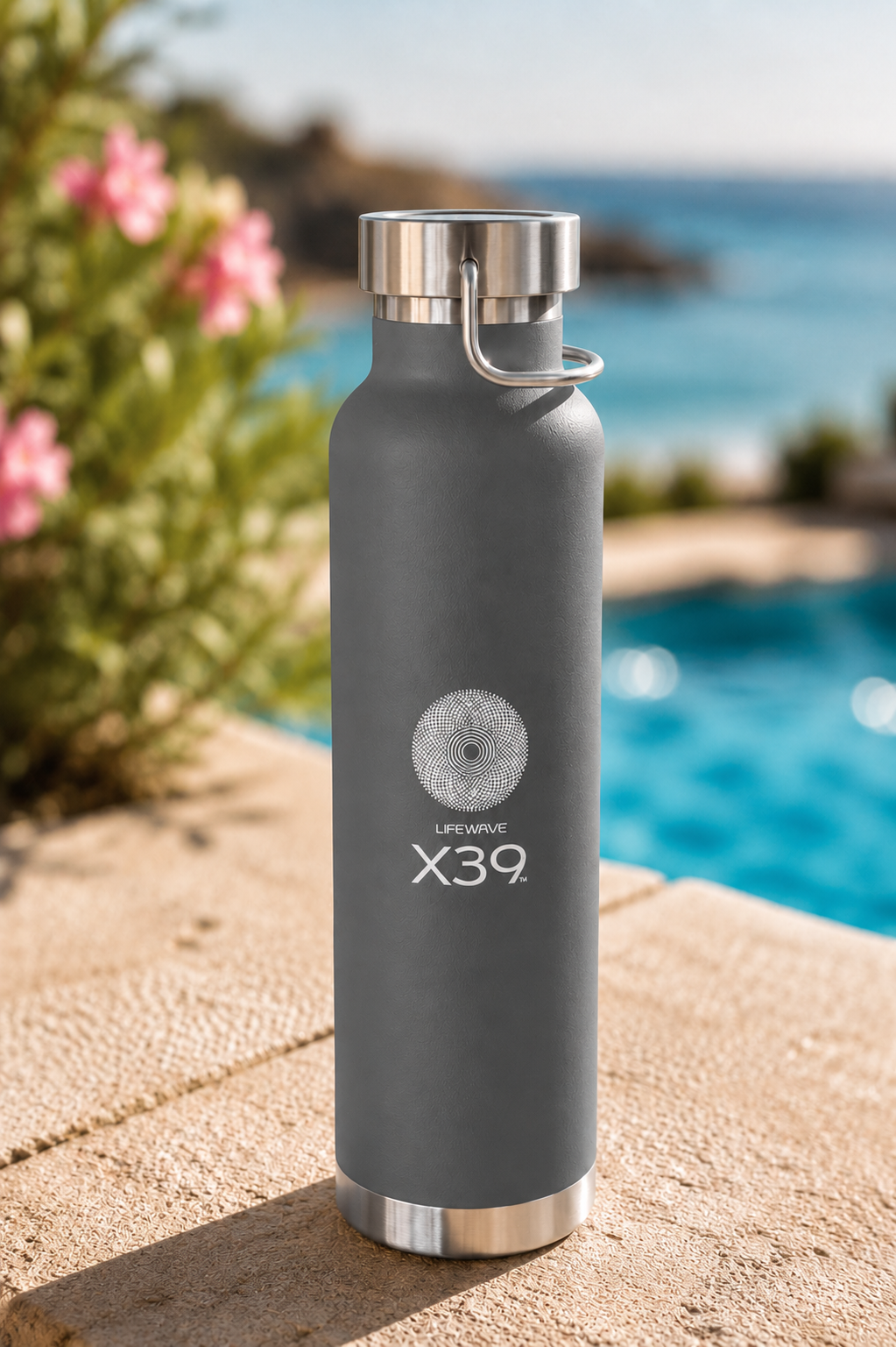 X39 Copper Vacuum Insulated Water Bottle. Powered by Light. White X39 Logo - 22 oz - Image 12