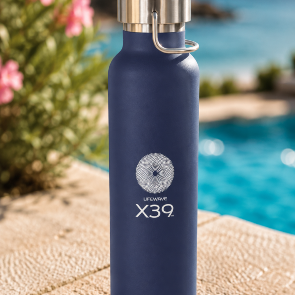 X39 Copper Vacuum Insulated Water Bottle. Powered by Light. White X39 Logo - 22 oz