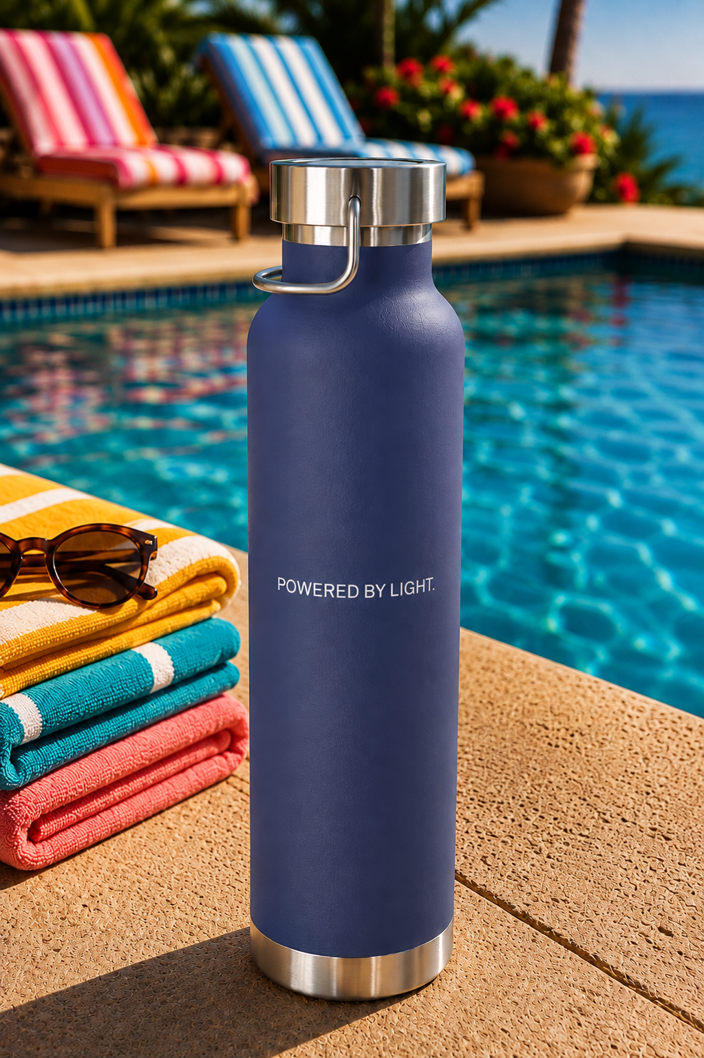 X39 Copper Vacuum Insulated Water Bottle. Powered by Light. White X39 Logo - 22 oz - Image 2