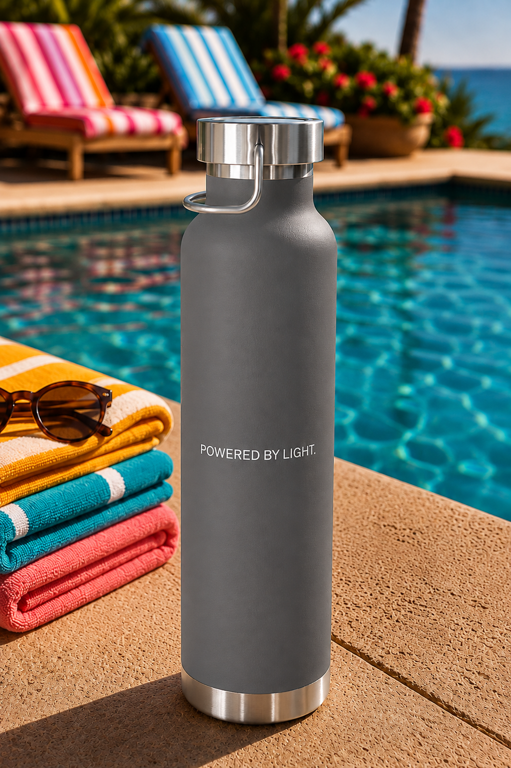 X39 Copper Vacuum Insulated Water Bottle. Powered by Light. White X39 Logo - 22 oz - Image 13