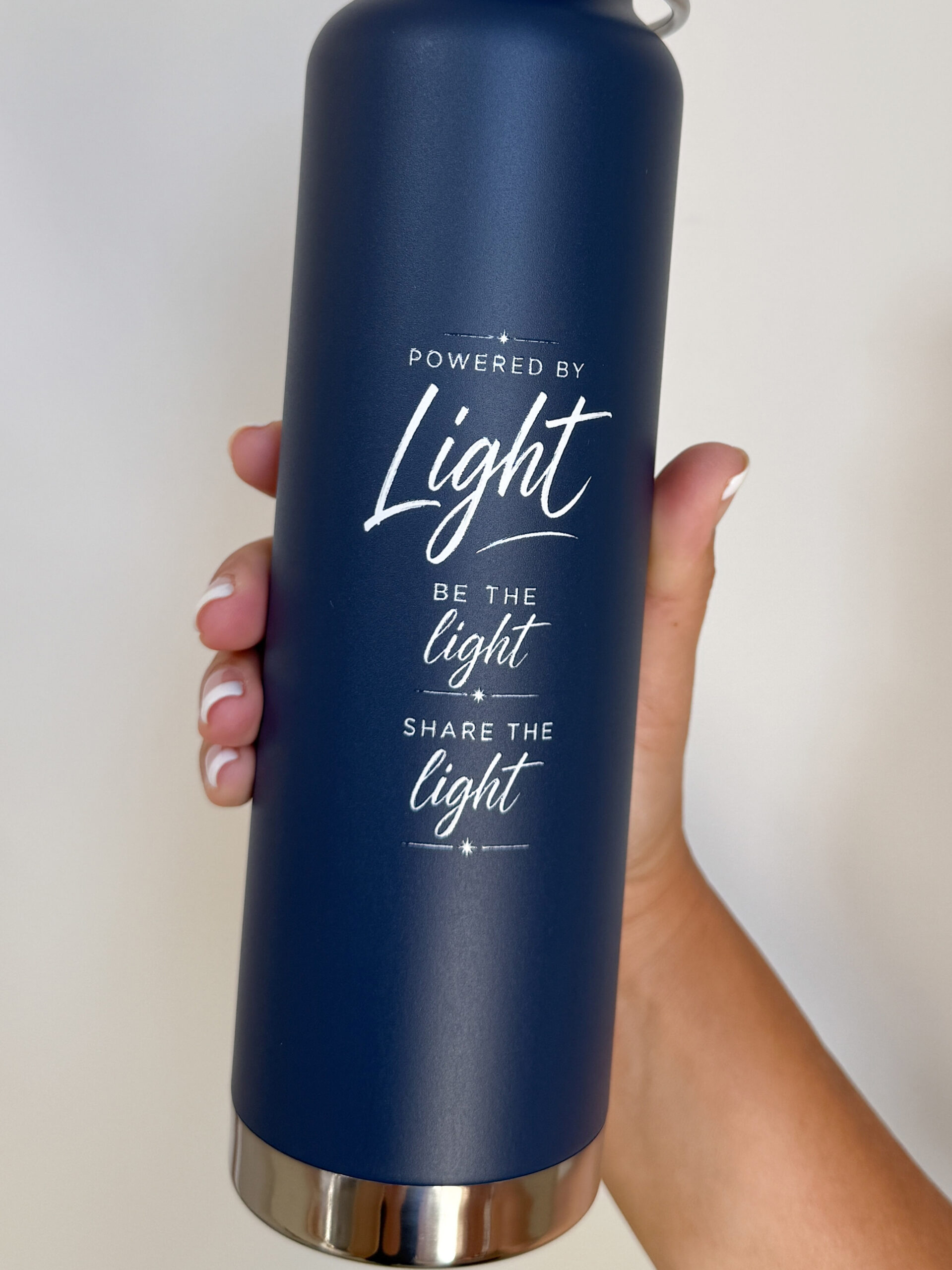 X39 Copper Vacuum Insulated Water Bottle. Powered by Light. Be the Light. Share the Light. White X39 Logo - 22 oz - Image 6