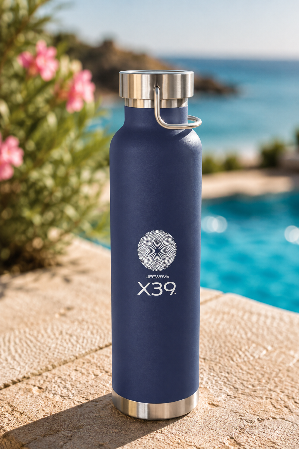 X39 Copper Vacuum Insulated Water Bottle. Powered by Light. Be the Light. Share the Light. White X39 Logo - 22 oz - Image 3