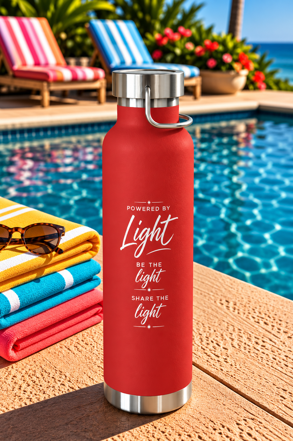 X39 Copper Vacuum Insulated Water Bottle. Powered by Light. Be the Light. Share the Light. White X39 Logo - 22 oz - Image 8