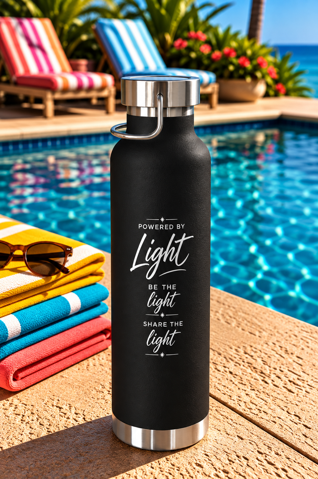 X39 Copper Vacuum Insulated Water Bottle. Powered by Light. Be the Light. Share the Light. White X39 Logo - 22 oz - Image 12