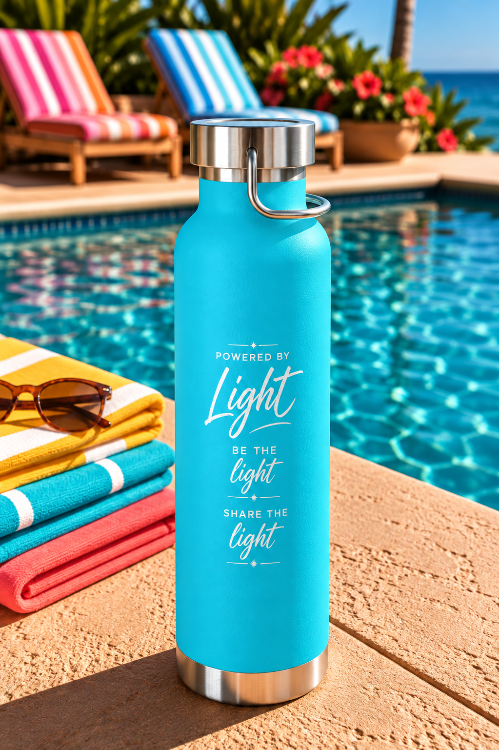 X39 Copper Vacuum Insulated Water Bottle. Powered by Light. Be the Light. Share the Light. White X39 Logo - 22 oz - Image 17