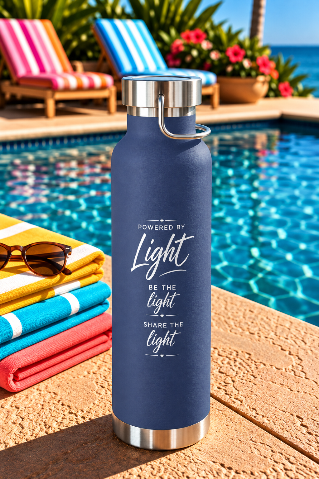 X39 Copper Vacuum Insulated Water Bottle. Powered by Light. Be the Light. Share the Light. White X39 Logo - 22 oz - Image 5