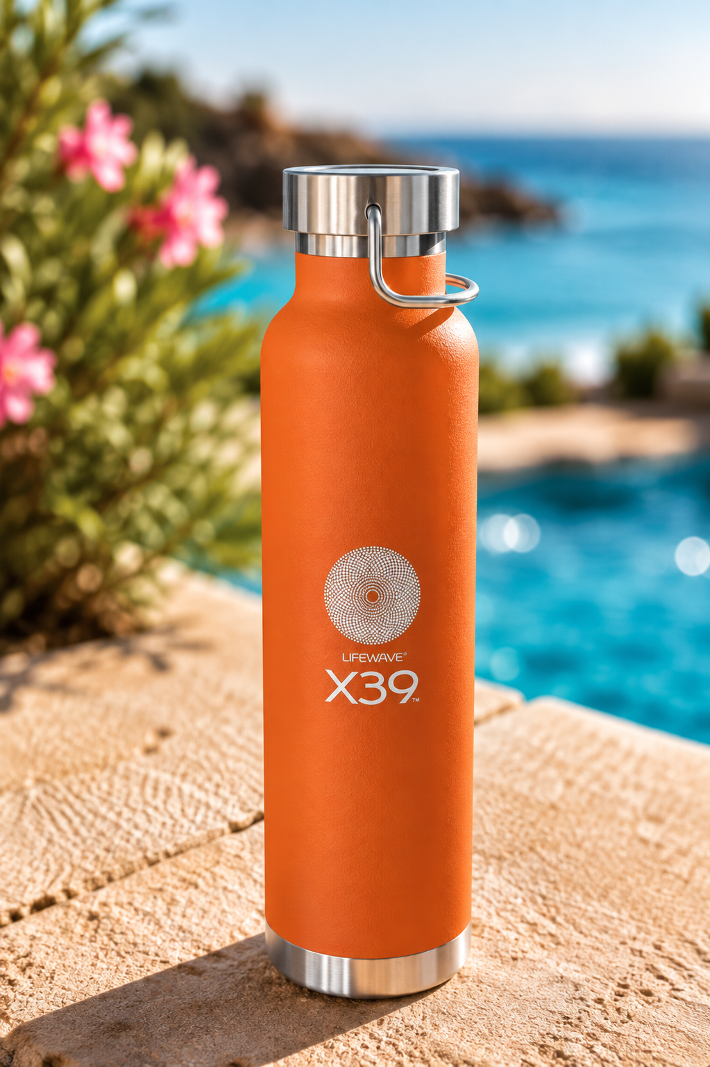 X39 Copper Vacuum Insulated Water Bottle. Powered by Light. White X39 Logo - 22 oz - Image 14