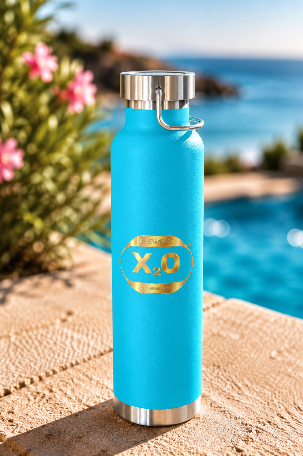 Lifewave X20 Copper Vacuum Insulated Water Bottle. Powered by Light. Gold X20 Logo - 22 oz - Image 3