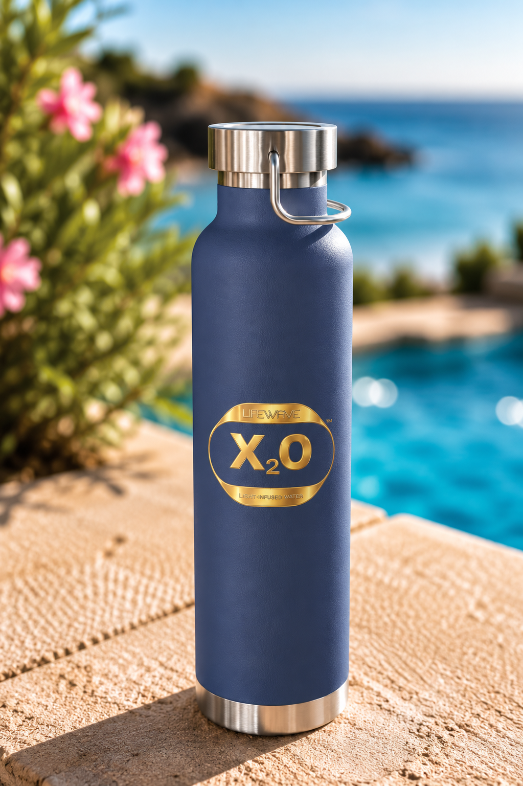 Lifewave X20 Copper Vacuum Insulated Water Bottle. Powered by Light. Gold X20 Logo - 22 oz - Image 5