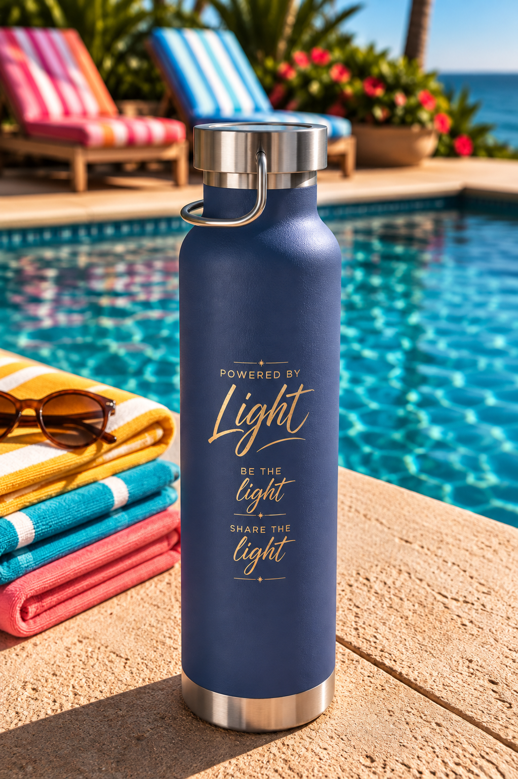 Lifewave X20 Copper Vacuum Insulated Water Bottle. Powered by Light. Gold X20 Logo - 22 oz - Image 6