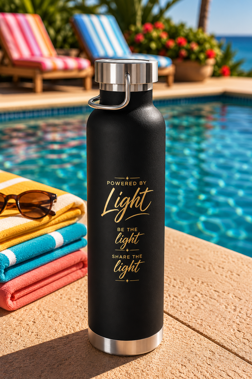 Lifewave X20 Copper Vacuum Insulated Water Bottle. Powered by Light. Gold X20 Logo - 22 oz - Image 2