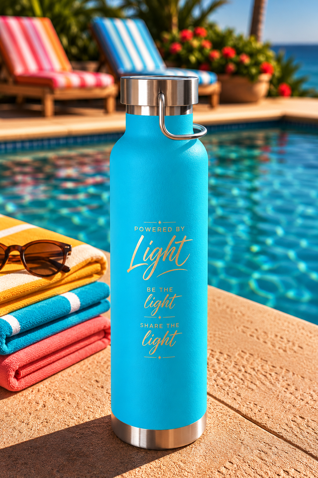 Lifewave X20 Copper Vacuum Insulated Water Bottle. Powered by Light. Gold X20 Logo - 22 oz - Image 4