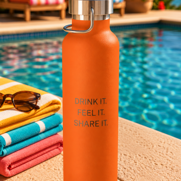 X20 Copper Vacuum Insulated Water Bottle. Drink it. Feel it. Share it. Black X20 Logo - 22 oz