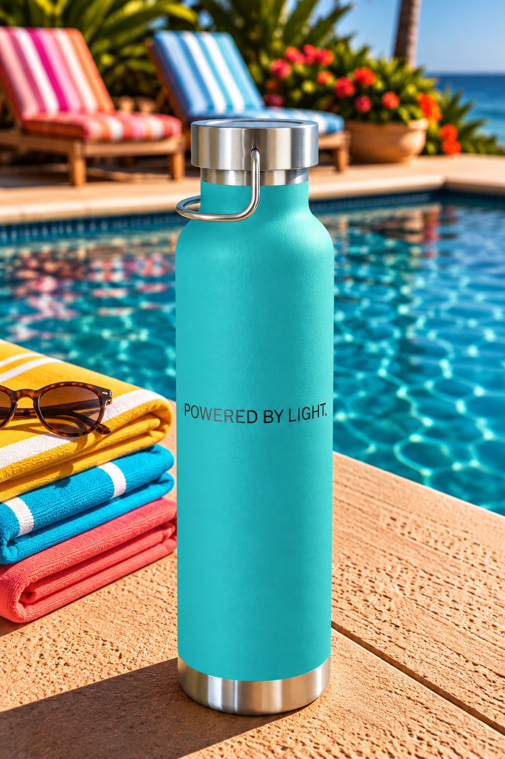 Lifewave X20 Copper Vacuum Insulated Water Bottle. Powered by Light. Black X20 Logo - 22 oz