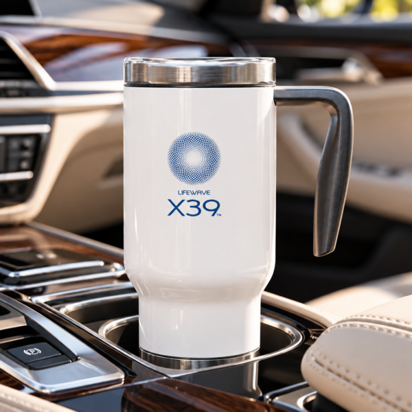 Lifewave X39 Stainless Steel Travel Mug with Handle - 14oz Insulated Coffee Tumbler