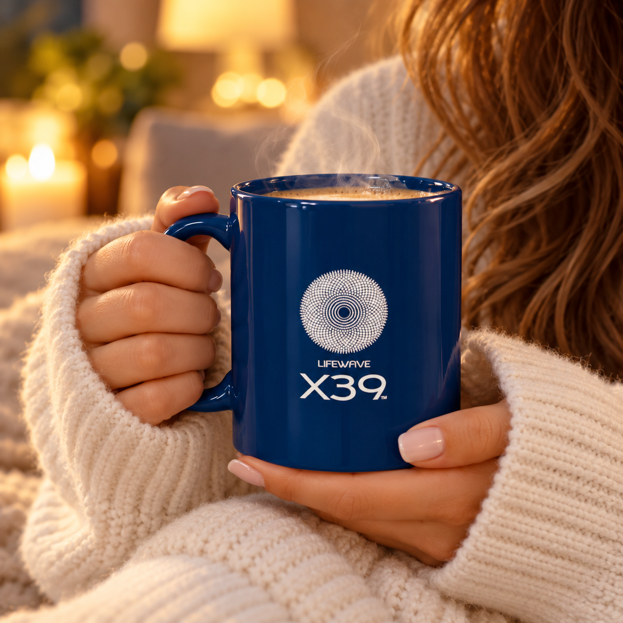 Lifewave X39 Ceramic Mug. Powered by Light. Be the Light. Share the Light. White X39 Logo - 11 oz - Image 5
