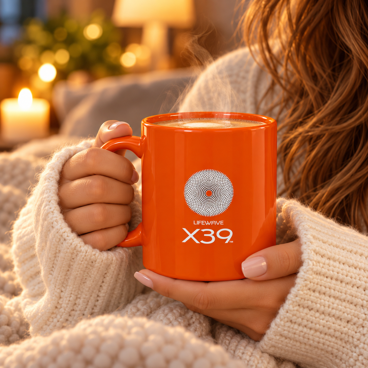 Lifewave X39 Ceramic Mug. Powered by Light. Be the Light. Share the Light. White X39 Logo - 11 oz - Image 9