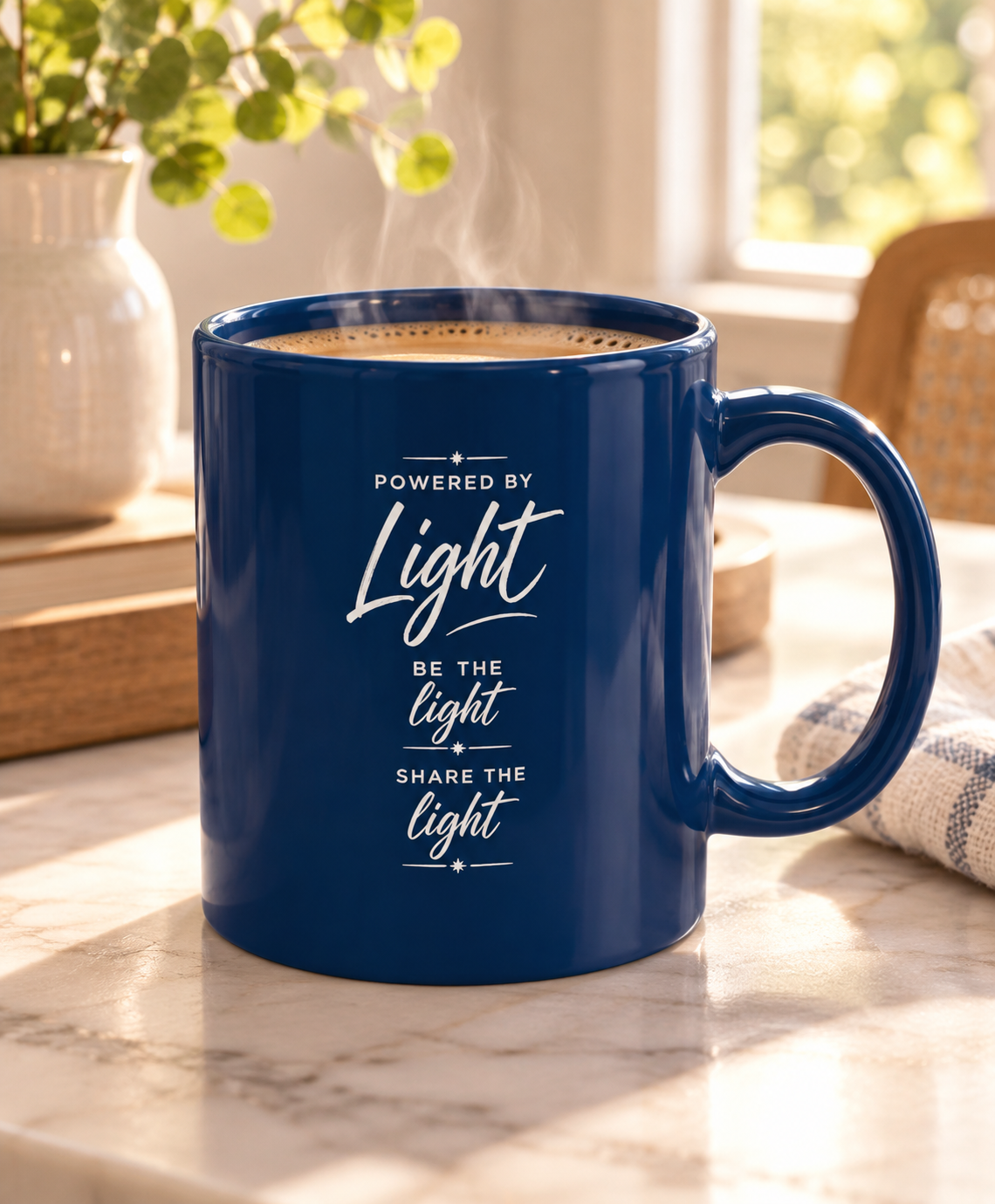 Lifewave X39 Ceramic Mug. Powered by Light. Be the Light. Share the Light. White X39 Logo - 11 oz - Image 6