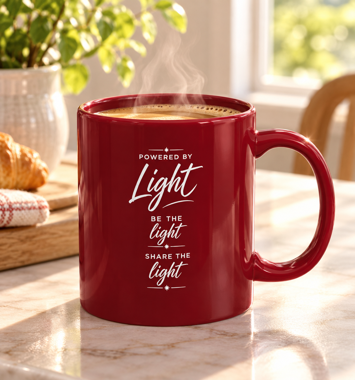Lifewave X39 Ceramic Mug. Powered by Light. Be the Light. Share the Light. White X39 Logo - 11 oz - Image 2