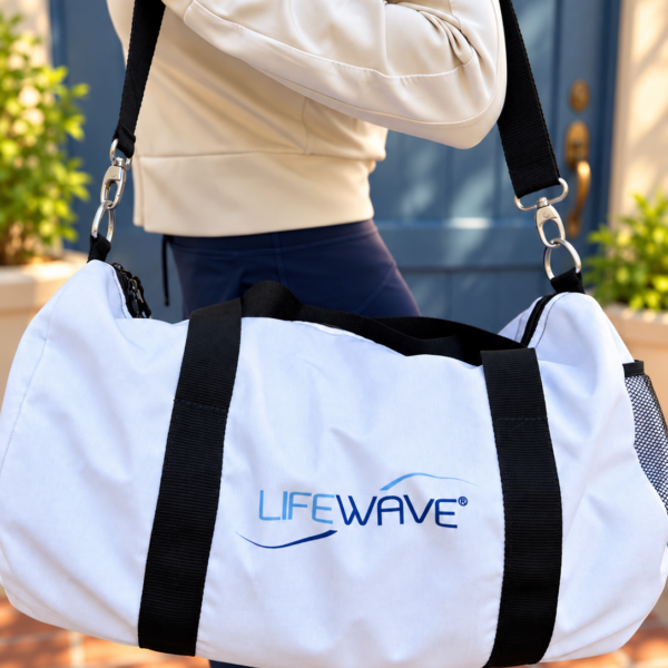Lifewave X39 Duffel Bag. Sport Gym Bag. Powered by Light - White