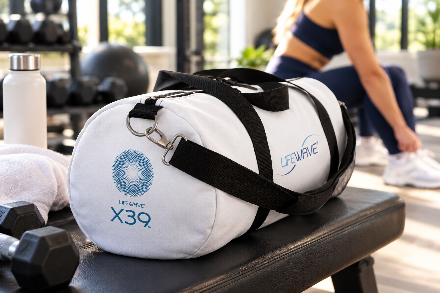 Lifewave X39 Duffel Bag. Sport Gym Bag. Powered by Light - White - Image 6