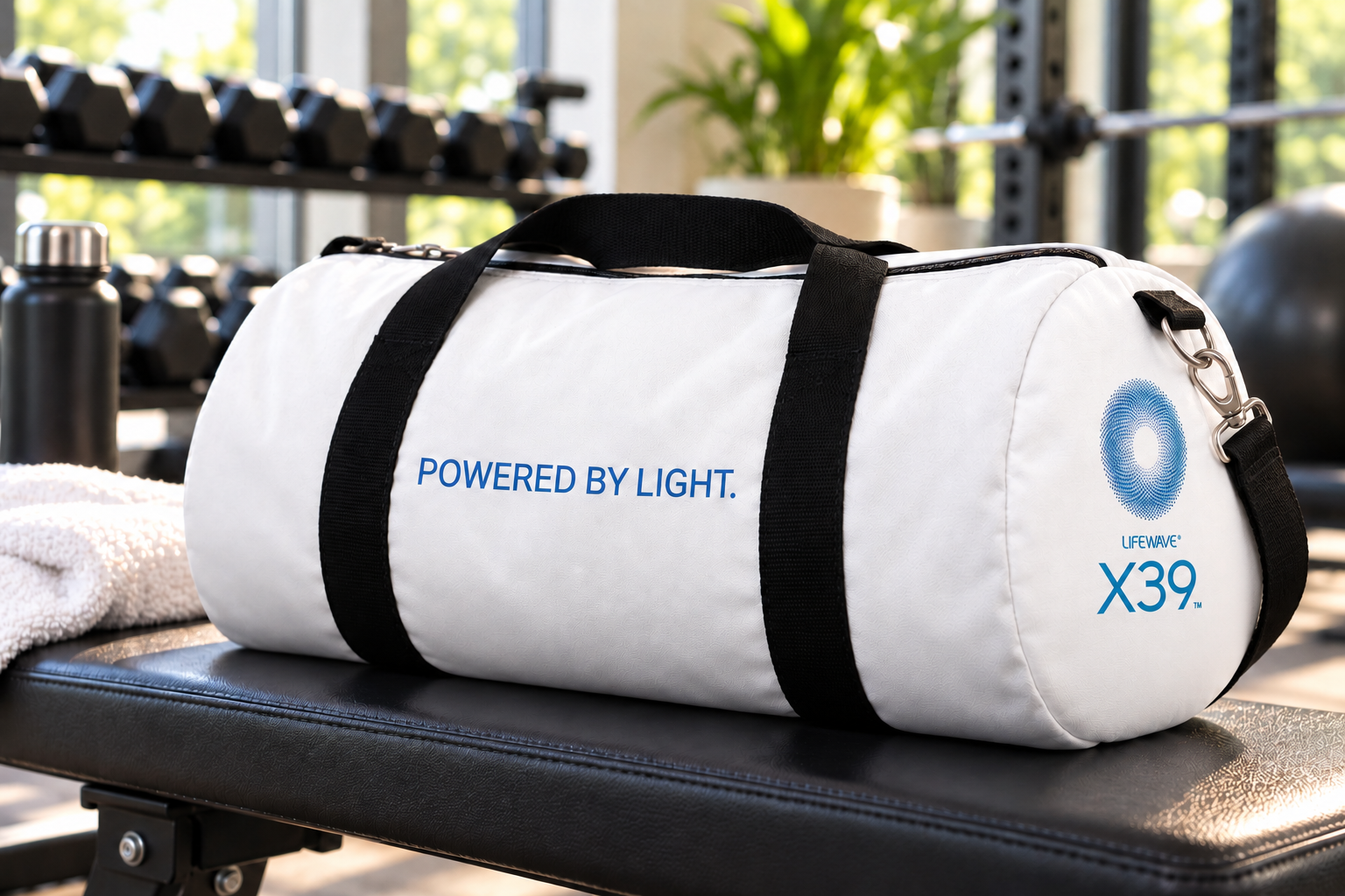Lifewave X39 Duffel Bag. Sport Gym Bag. Powered by Light - White - Image 5
